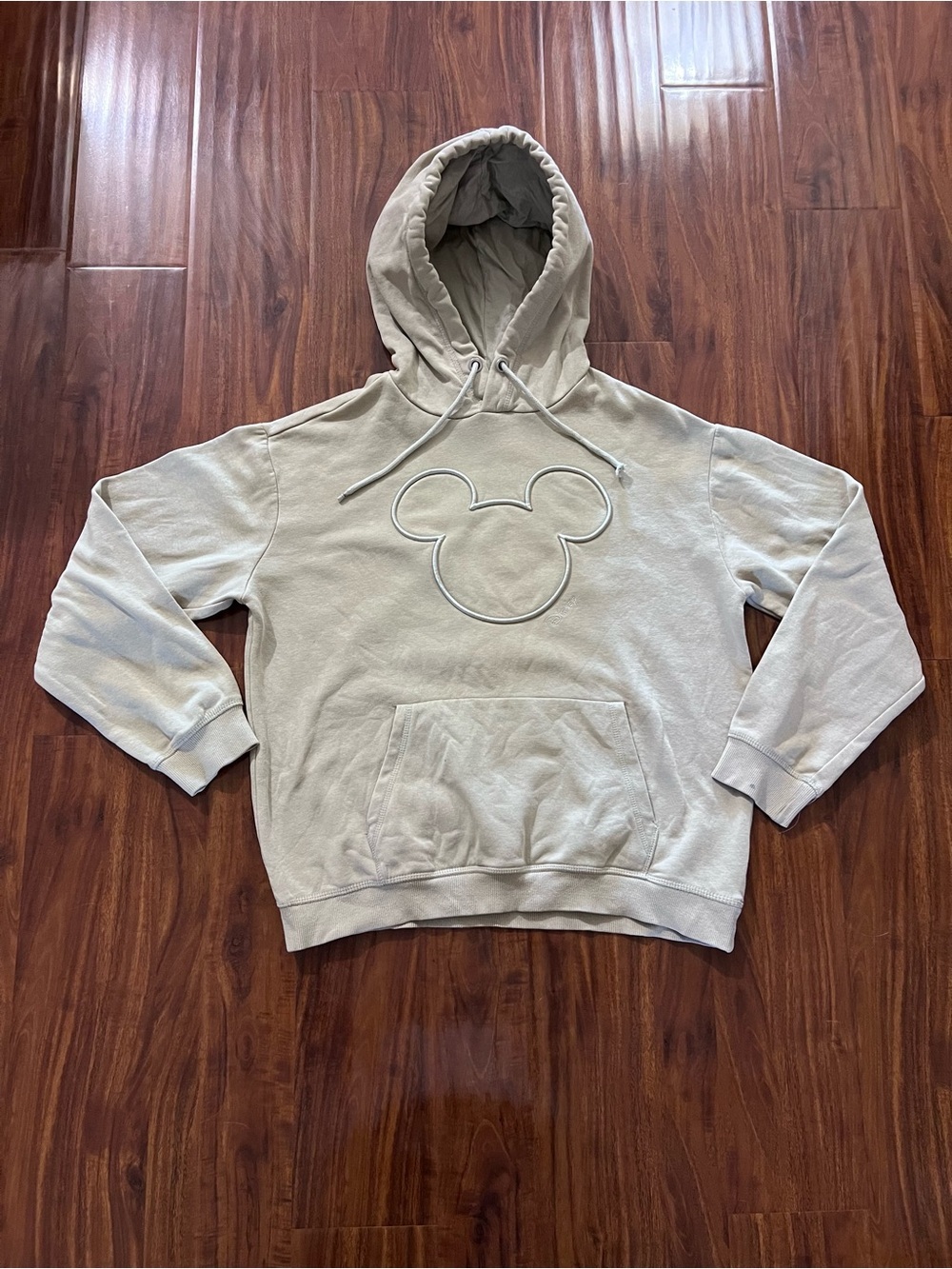 H&M x Disney Mickey Mouse Pullover Hoodie Sweatshirt Beige size XS